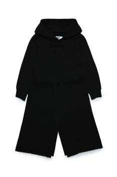 MM6 | Mm6d63u Dress Maison Margiela Hooded Fleece Maxi-dress With Raw Cut Hemline 