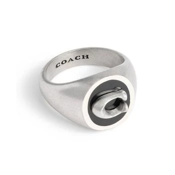 Coach | Men's Sterling Silver Enamel Signature C Signet Ring,商家Macy's,价格¥1897