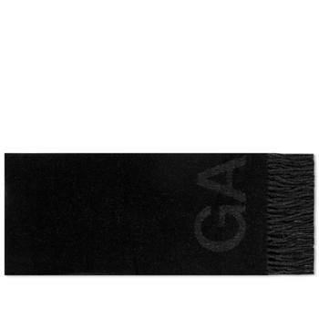 Ganni | GANNI Fringed Wool Logo Scarf商品图片,