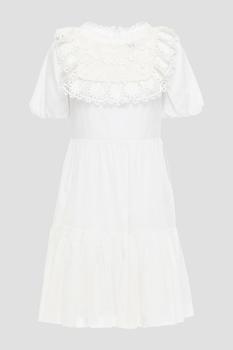 推荐Guipure lace-paneled cotton-voile mini dress商品