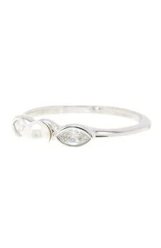 ADORNIA | White Rhodium Plated 3mm Freshwater Pearl & Swarovski Crystal Marquise Ring,商家Nordstrom Rack,价格¥164
