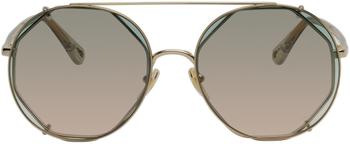 Chloé | Gold & Green Demi Sunglasses商品图片,