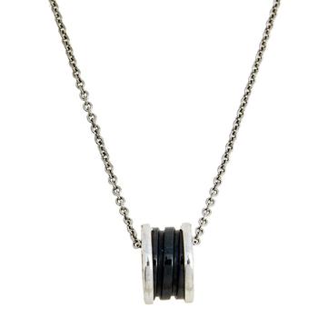 bvlgari项链, [二手商品] BVLGARI | Bvlgari Save The Children B.Zero1 Black Ceramic Silver Pendant Necklace商品图片 3.9折