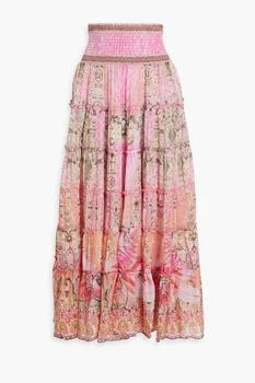 Camilla | Tiered printed silk-chiffon maxi skirt 2.0折