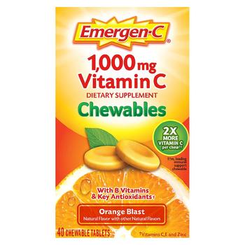 Immune Support Chewable Tablet with 1000 mg Vitamin C & B Vitamins Orange Blast