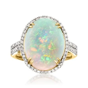 Ross-Simons | Ross-Simons Ethiopian Opal and Diamond Ring in 14kt Yellow Gold,商家Premium Outlets,价格¥20442