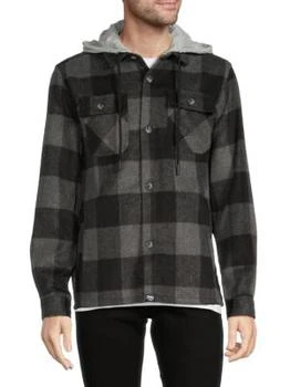 推荐Brushed Flannel Hoodie Shirt Jacket商品