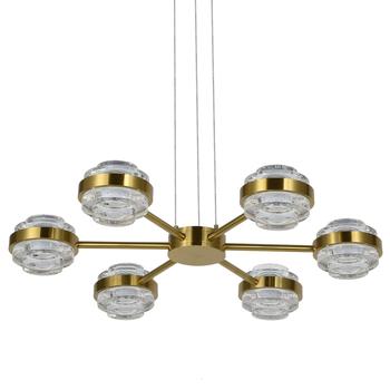 商品Milano VAP2336AB 25" 6-Light Height Adjustable Pendant Lighting Integrated LED Chandelier in Antique Brass图片