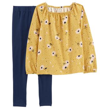 Carter's | Little Girls Long Sleeve Floral Jersey Top and Leggings, 2-Piece Set商品图片,5折