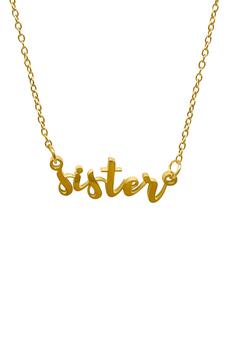 商品14k Yellow Gold Vermeil Cursvie Sister Script Necklace图片