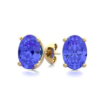 SSELECTS | 2 Carat Oval Shape Tanzanite Stud Earrings In 14k Yellow Gold Over Sterling Silver,商家Premium Outlets,价格¥566