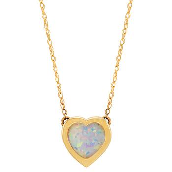 商品Macy's | Gemstone Bezel Heart 18" Pendant Necklace in 10k Gold,商家Macy's,价格¥1607图片