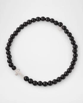 Sydney Evan | Men's 14K Gold Diamond Cross Black Onyx Beaded Bracelet,商家Neiman Marcus,价格¥3677