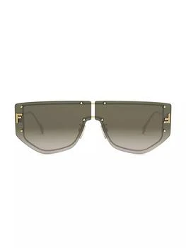 Fendi | Metal Sun Rectangular Shield Sunglasses 独家减免邮费