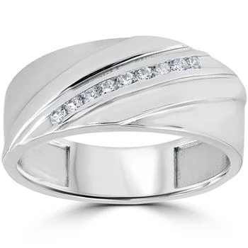 Pompeii3 | 1/6CT Mens Diamond Ring 10K White Gold,商家Premium Outlets,价格¥3493