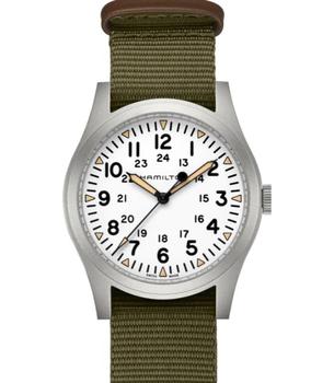推荐Hamilton Khaki Field Mechanical White Dial Textile Strap Men's Watch H69529913商品