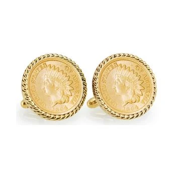 American Coin Treasures | Gold-Layered Civil War Indian Head Penny Rope Bezel Coin Cuff Links,商家Macy's,价格¥1122