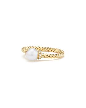 商品David Yurman | Solari Petite 18k Gold Pearl Station Ring with Diamonds, Size 5,商家Neiman Marcus,价格¥6404图片