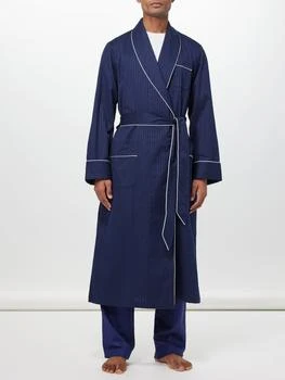 Derek Rose | Polka-dot jacquard-stripe cotton robe,商家MATCHES,价格¥1297