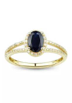 商品1/5 ct. t.w. Diamond and Sapphire Ring in 10K Yellow Gold图片