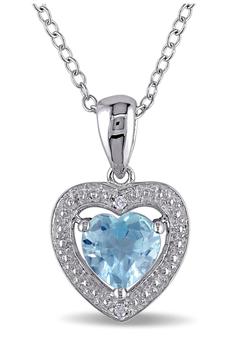商品DELMAR | Sterling Silver Diamond & Sky Blue Topaz Heart Pendant Necklace,商家Nordstrom Rack,价格¥272图片