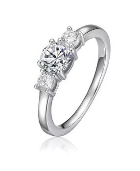 Genevive | Sterling Silver Cubic Zirconia Three-Stone Statement Ring,商家Macy's,价格¥1070