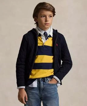 Ralph Lauren | Big Boys Cable Cotton Hooded Full-Zip Sweater,商家Macy's,价格¥415