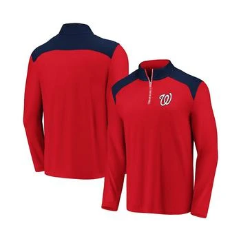 推荐Men's Branded Red, Navy Washington Nationals Iconic Clutch Quarter-Zip Pullover Jacket商品