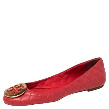 推荐Tory Burch Red Quilted Leather Reva Ballet Flats Size 38.5商品