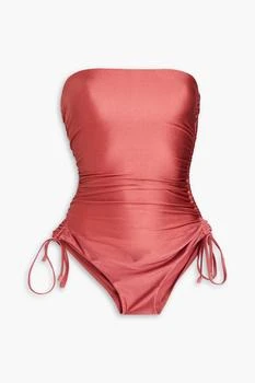 Zimmermann | Ruched metallic bandeau swimsuit,商家THE OUTNET US,价格¥271