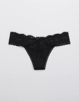 Aerie | Aerie Cotton Eyelash Lace Thong Underwear商品图片,
