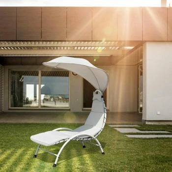 Hivvago | Patio Hanging Swing Hammock Chaise Lounger Chair with Canopy-Beige,商家Premium Outlets,价格¥921