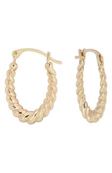 商品CANDELA JEWELRY | 14K Yellow Gold Twisted Oval Hoop Earrings,商家Nordstrom Rack,价格¥507图片