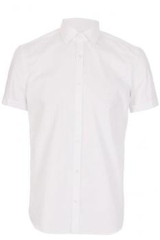 推荐HUGO BOSS 男士白色棉质修身短袖衬衫 JATS-50285166-100商品