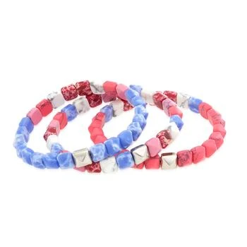 推荐Ladies Pink/Silver Pyra Stripe Beaded Bracelet,Set of Three商品