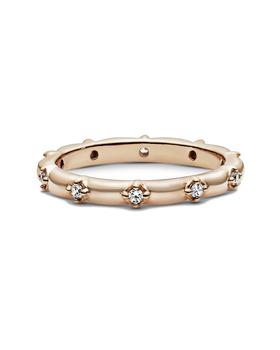 product Pandora Jewelry Rose 14K Rose Gold Plated Flower Petals Band CZ Ring image