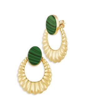 商品Malachite Hoop Earrings in 14K Yellow Gold - 100% Exclusive图片