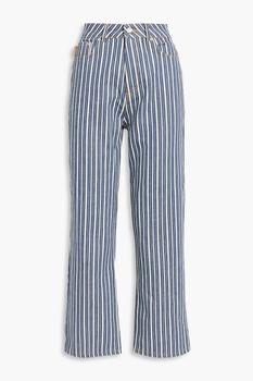 推荐Striped high-rise straight-leg jeans商品