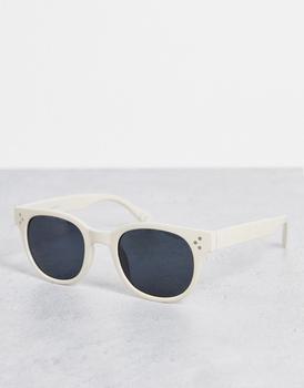 ASOS | ASOS DESIGN round sunglasses with smoke lens in ecru - BEIGE商品图片,5折×额外9.5折, 额外九五折