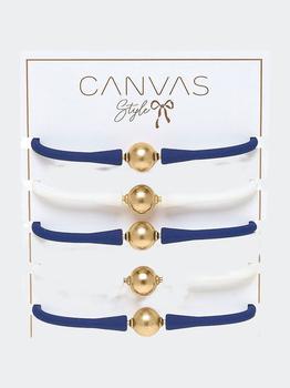 商品Canvas Style | Bali Game Day 24K Gold Bracelet (Set of 5) Royal Blue & White,商家Verishop,价格¥892图片