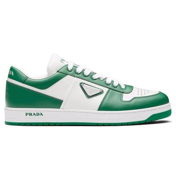 prada男鞋, Prada | Prada Downtown Triangle Logo White Green Sneaker商品图片 