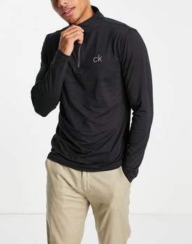 推荐Calvin Klein Golf Newport 1/4 zip long sleeve top in black商品