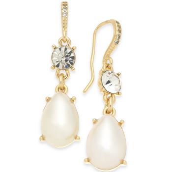Charter Club | Gold-Tone Crystal & Imitation Pearl Drop Earrings, Created for Macy's商品图片,7.4折×额外8折, 独家减免邮费, 额外八折