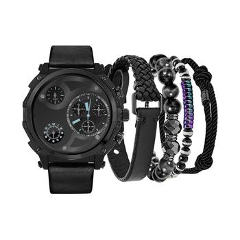 推荐Men's Black Strap Watch 40mm Gift Set商品