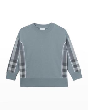 Burberry, Burberry | Girl's Milly Check-Insert Sweatshirt, Size 3-14商品图片 4.8折