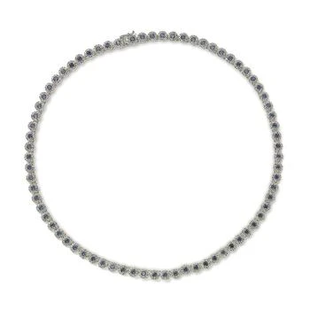 Suzy Levian Sterling Silver Sapphire and Diamond Accent Tennis Necklace - Blue