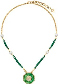 Casablanca | Gold & Green Crystal Tennis Ball Necklace,商家Ssense US,价格¥2487