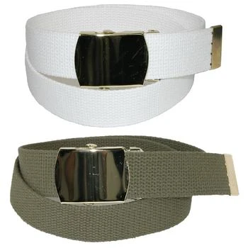 CTM | Kid's Cotton Belt with Brass Military Buckle (Pack of 2 Colors),商家Premium Outlets,价格¥111