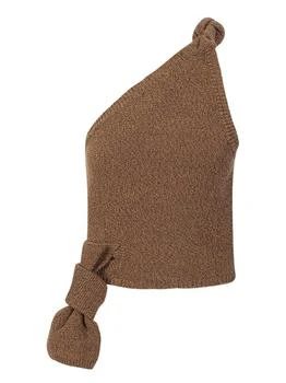 推荐Brown Knit Knot One-Shoulder Top商品