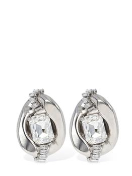 商品Alessandra Rich | Chain Earrings W/ Crystals,商家LUISAVIAROMA,价格¥2530图片